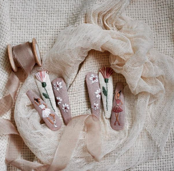 Linen Embroidery Hairpins