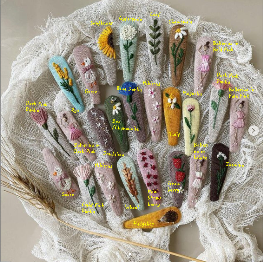 Linen Embroidery Hairpins